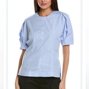 3.1 Phillip Lim Sky Blue Puff Sleeve Poplin Blouse